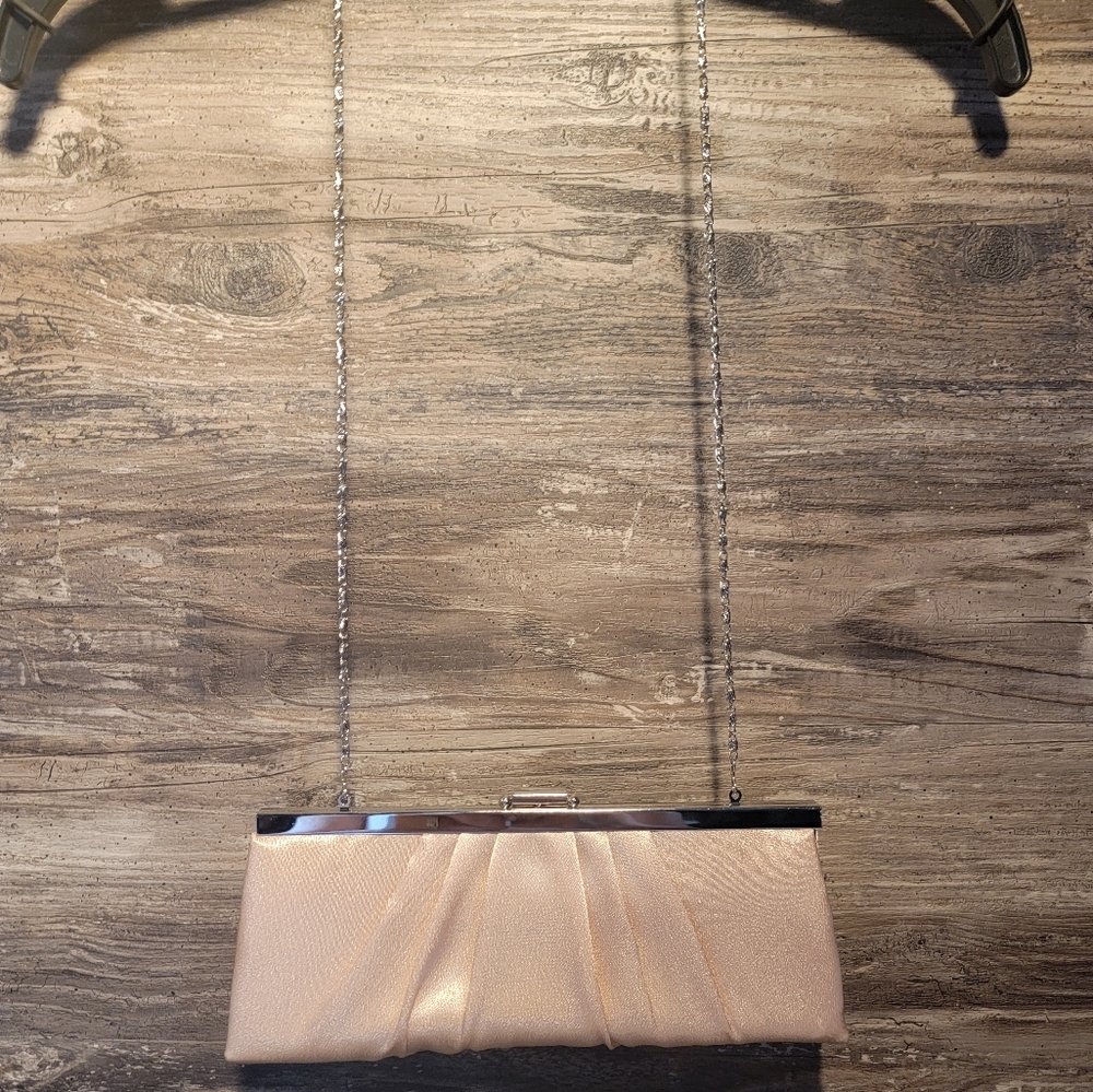 Vintage Gunne Sax Jessica McClintock Clutch Evening Bag Purse Champagne Satin